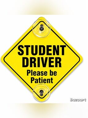 New Student Driver Sign for Car Window, 5×5 Please Be Patient Driver Suction Cup
